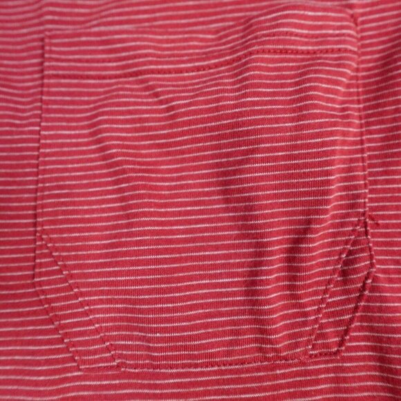 Stio Mens Polo Shirt Small Red Striped Front Pocket Poly Blend - Picture 4 of 8